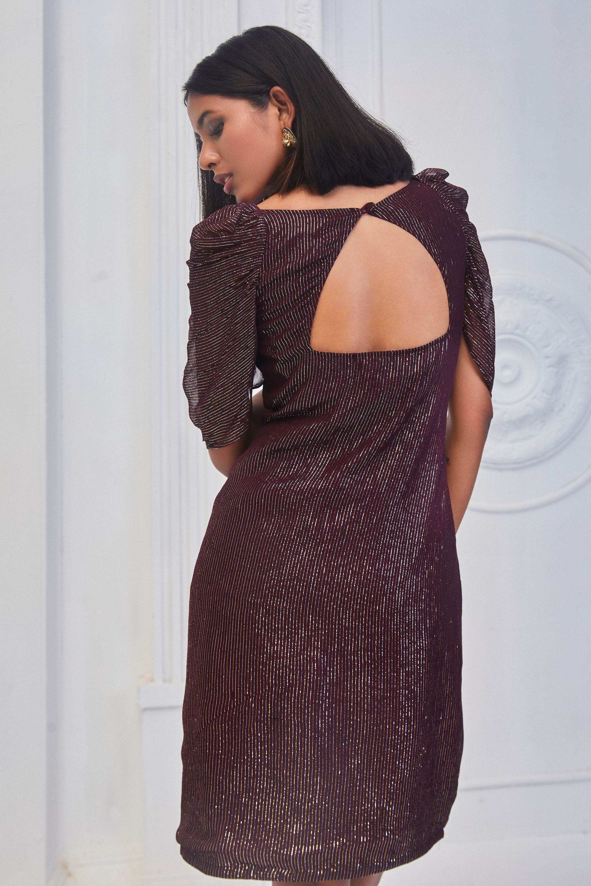 Mia Straight dress- Wine - Monk & Mei