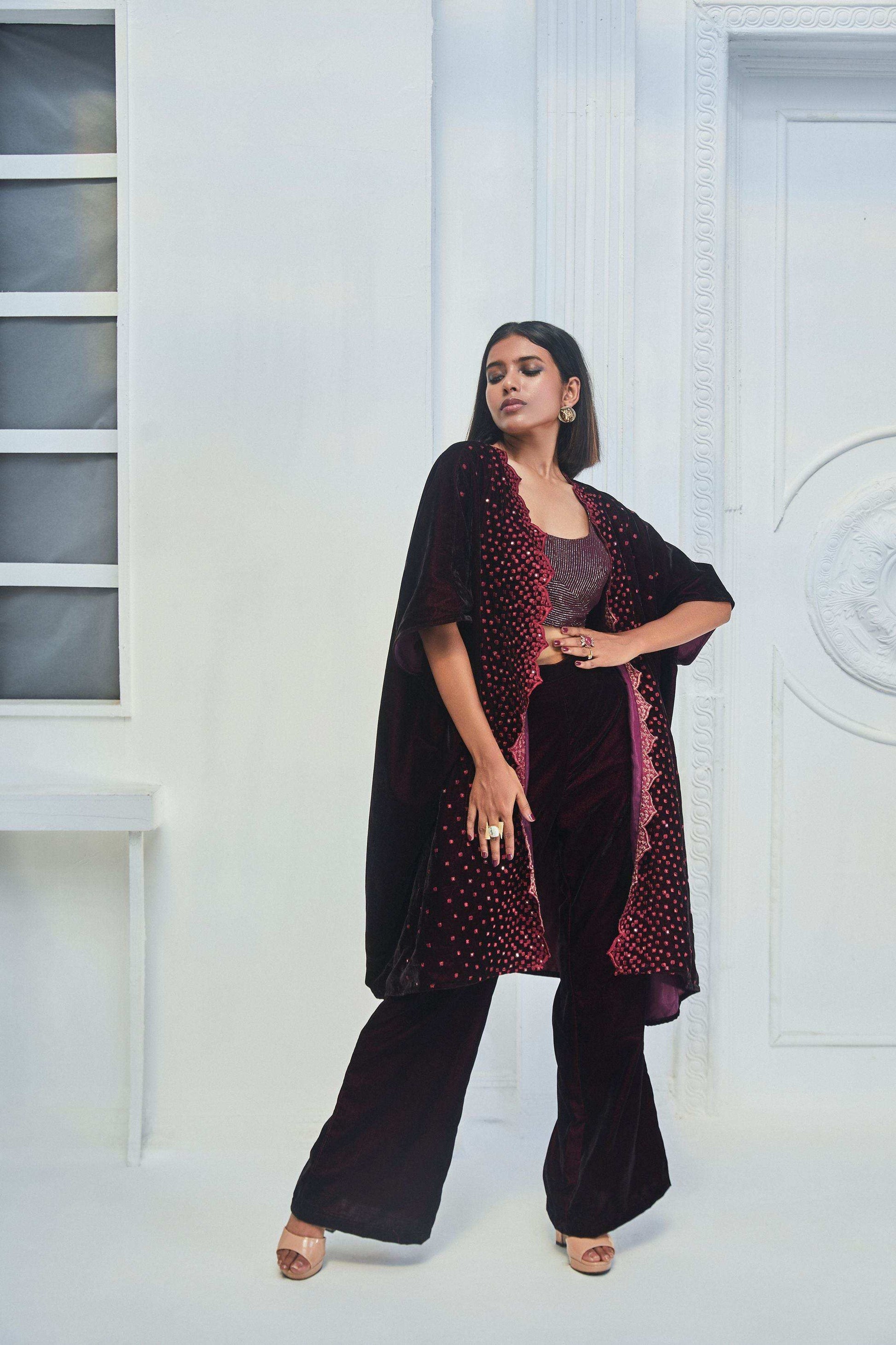 Alice Kaftan, Blouse and Pant- Wine - Monk & Mei