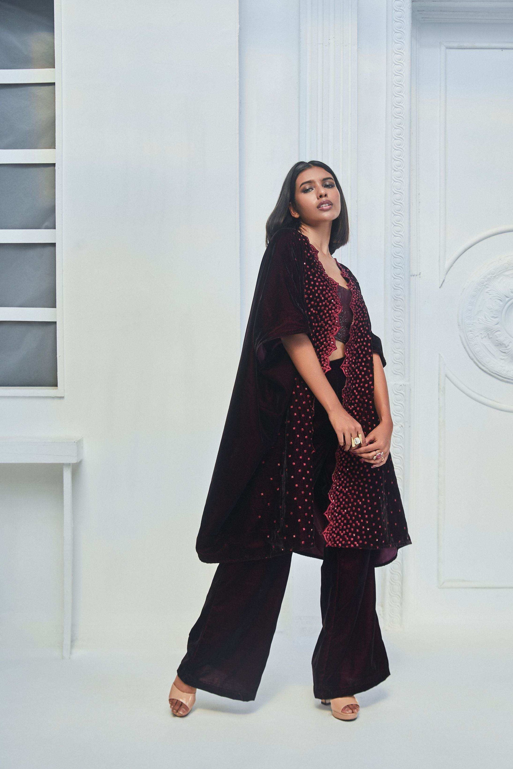 Alice Kaftan, Blouse and Pant- Wine - Monk & Mei