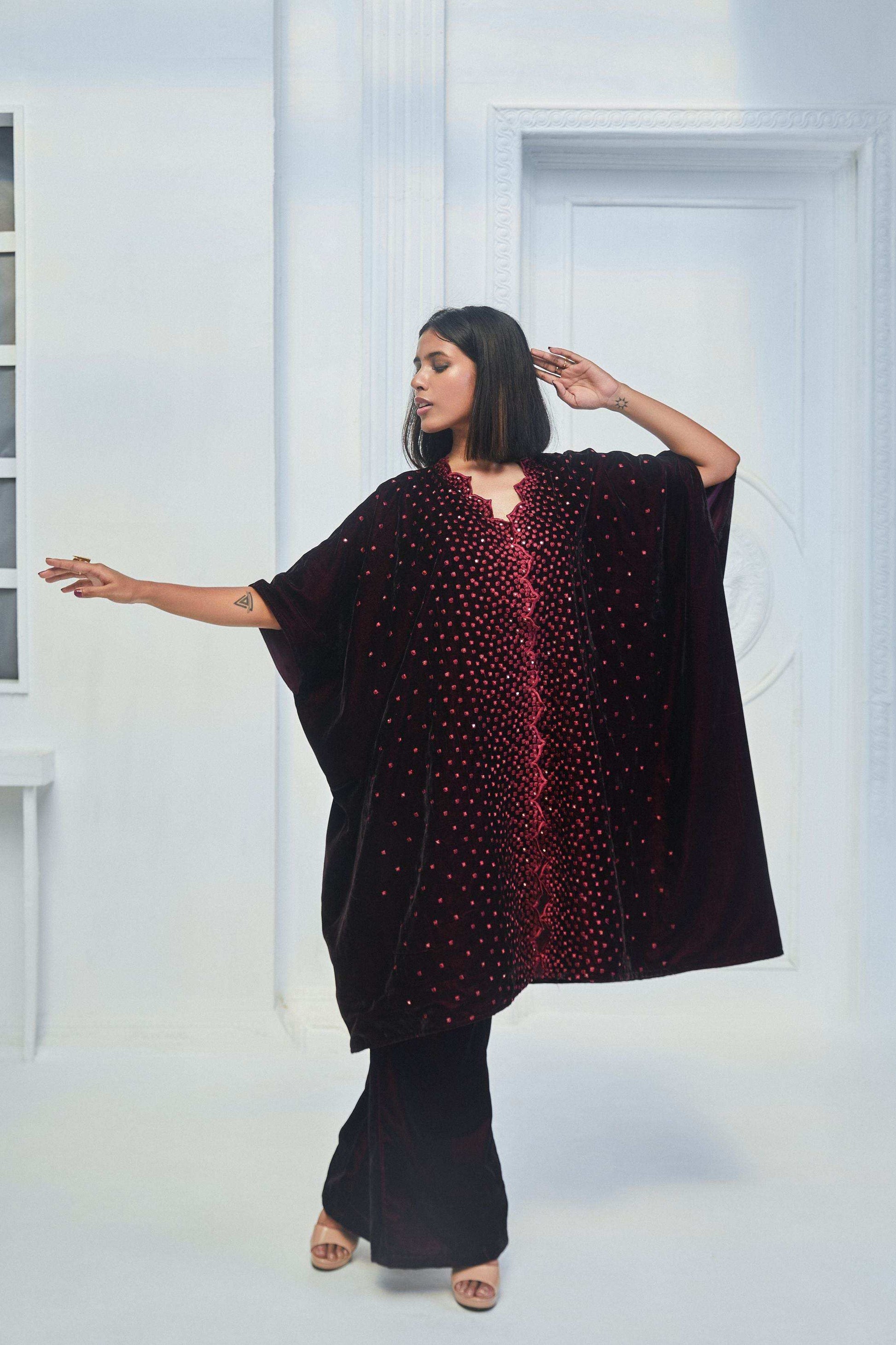 Alice Kaftan, Blouse and Pant- Wine - Monk & Mei