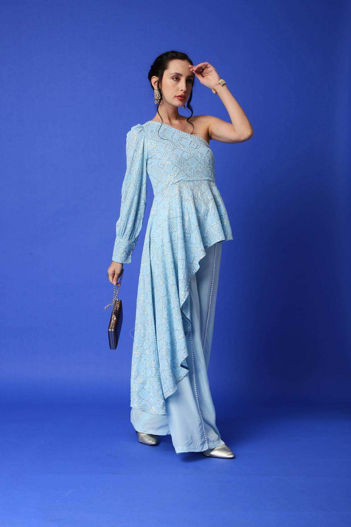 Zeenat Chikankari Top & Palazzo Pants - Monk & Mei