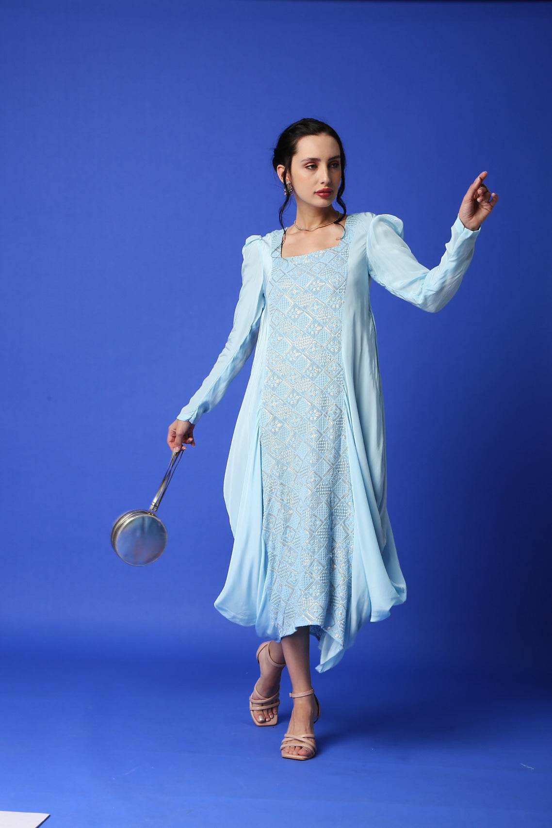 Fatima Chikankari Cowl Dress - Monk & Mei