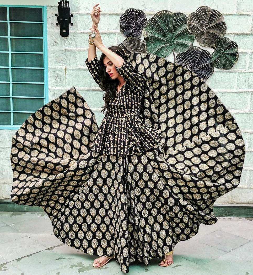 AMRITA LEHENGA & PEPLUM TOP - Monk & Mei