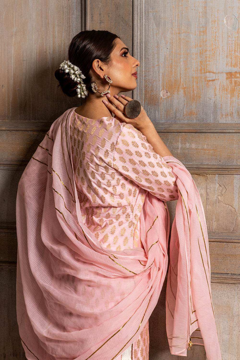 Kumudini- Kurta, Sharara & Dupatta - Pink - Monk & Mei