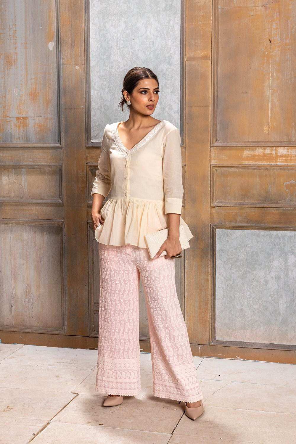 Seher-Gathered Top with Pant - Monk & Mei