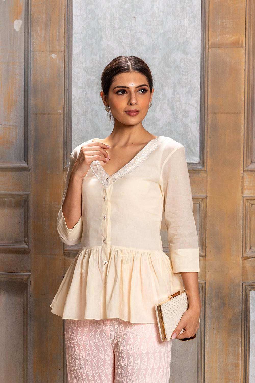 Seher-Gathered Top with Pant - Monk & Mei
