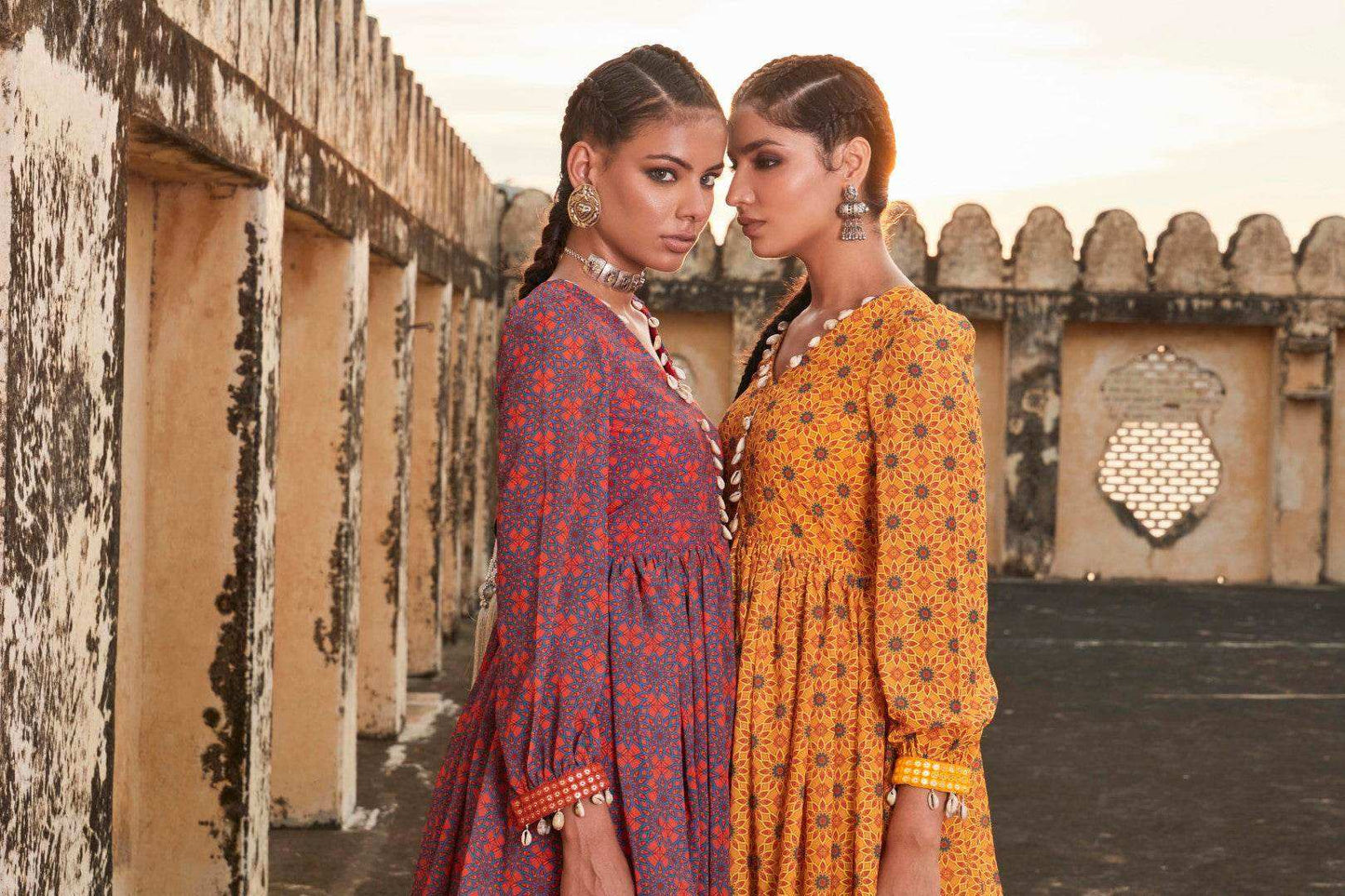 Deewani Peplum Top & Sharara Set - Pale Yellow - Monk & Mei