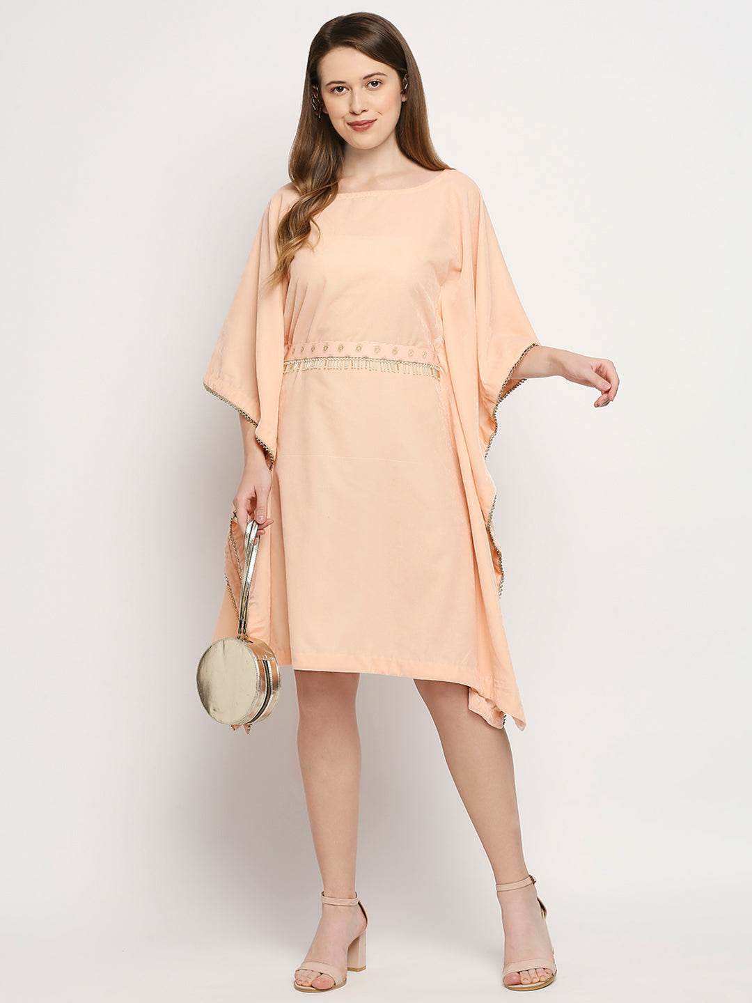 Nuuh Kaftan with Belt - Peach pink - Monk & Mei