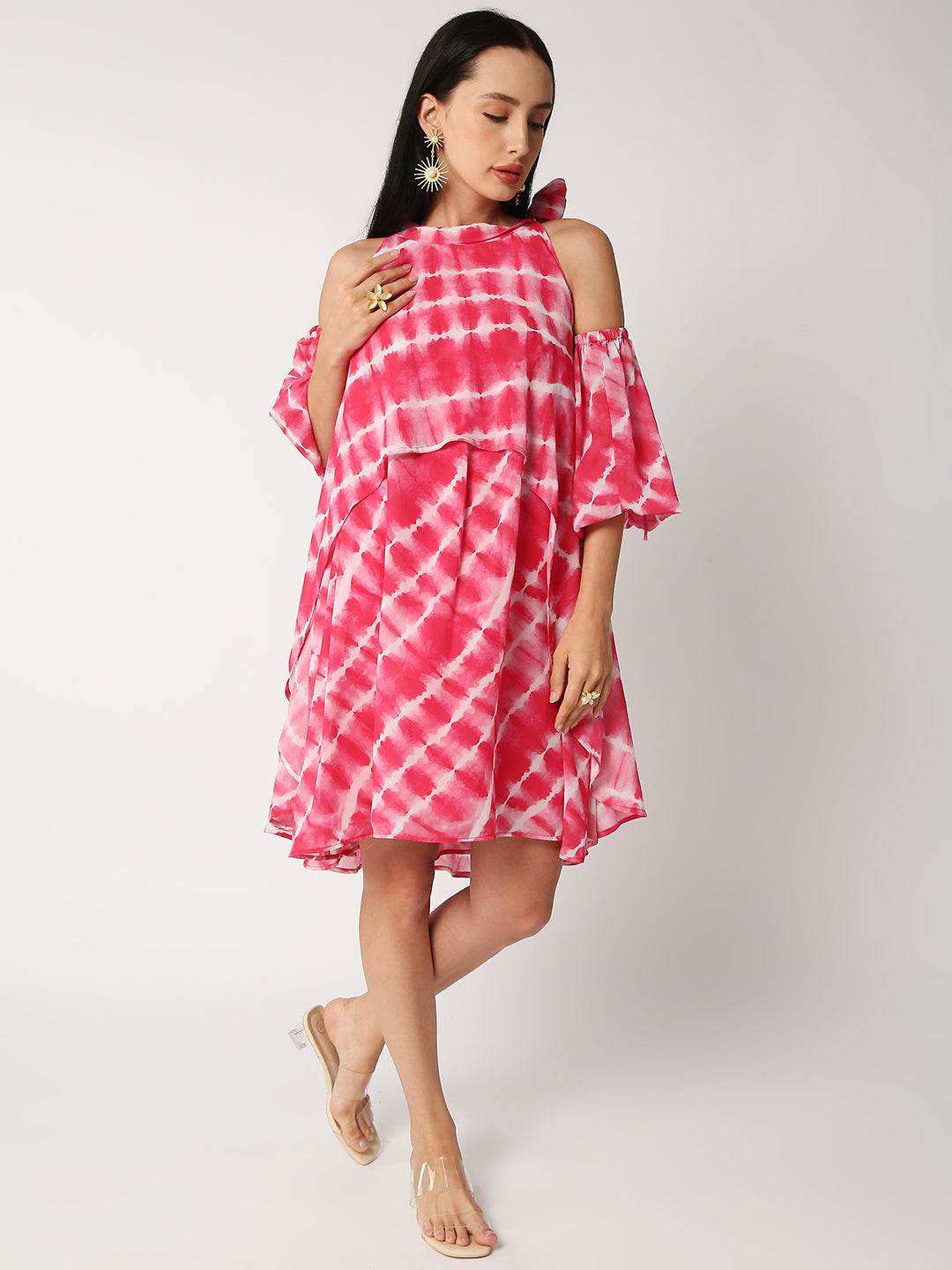 Nefertiti flared dress - Pink - Monk & Mei