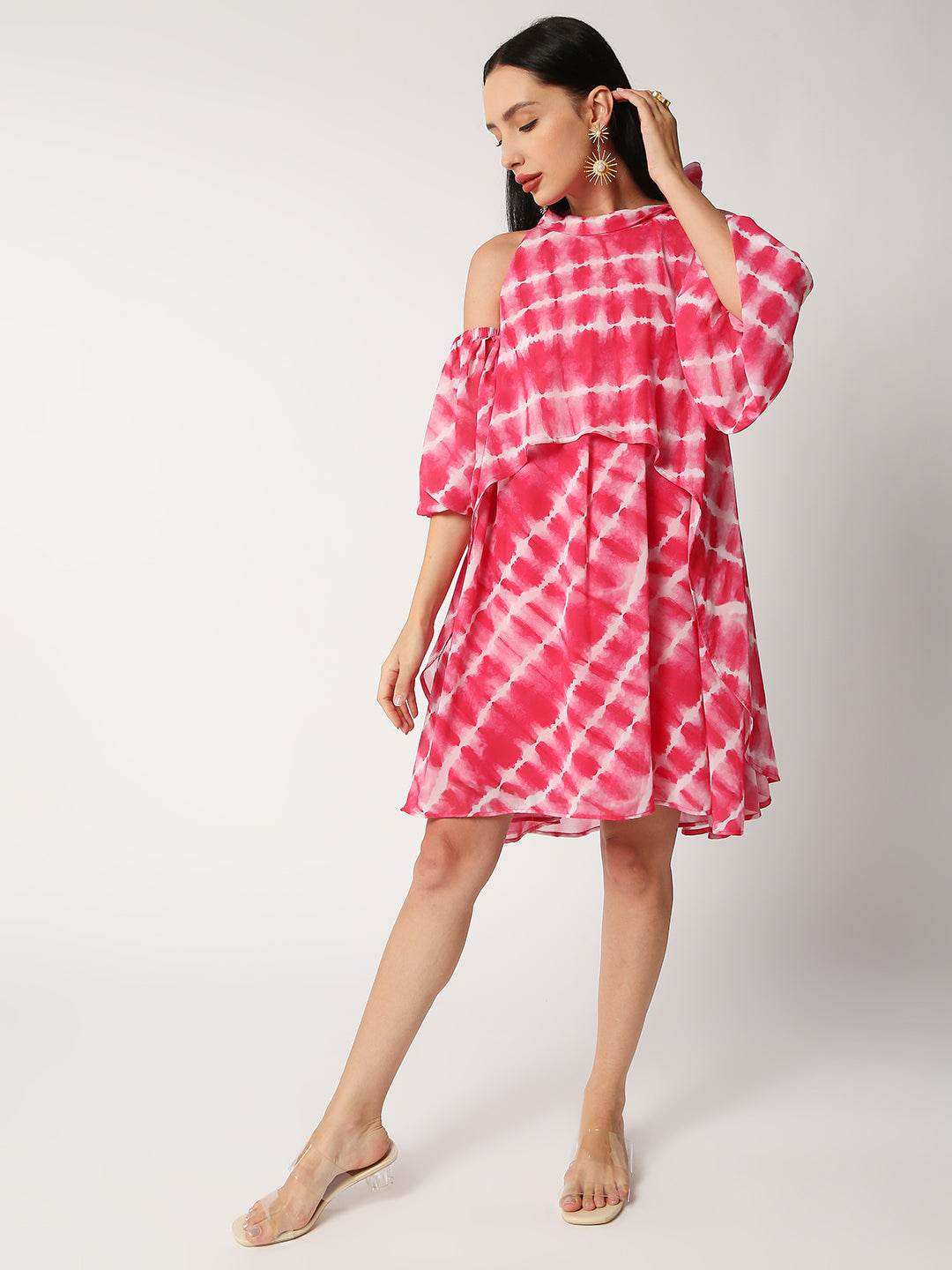 Nefertiti flared dress - Pink - Monk & Mei
