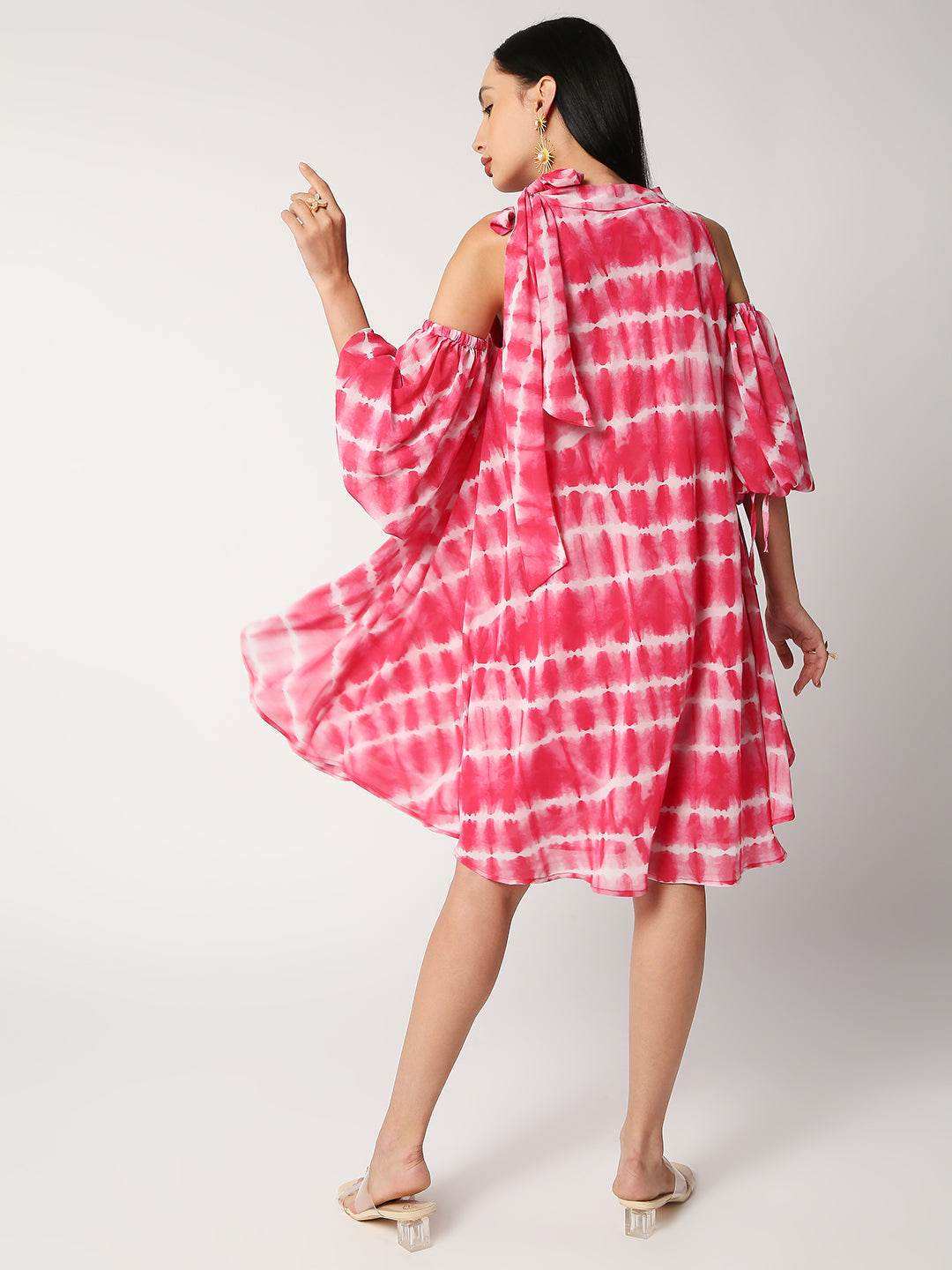 Nefertiti flared dress - Pink - Monk & Mei