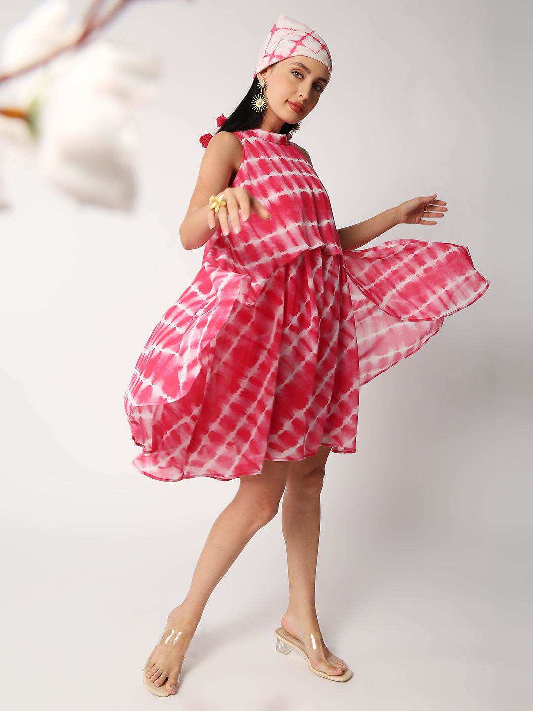 Nefertiti flared dress - Pink - Monk & Mei