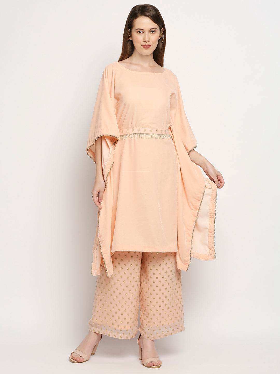 Nuuh Kaftan & Palazzo with Belt - Peach pink - Monk & Mei