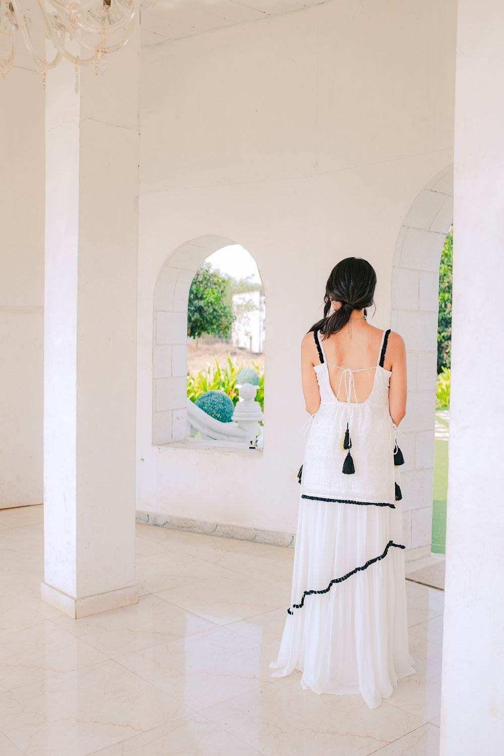 Sharmila Chikankari Kurta, Lehenga Skirt & Dupatta - White - Monk & Mei