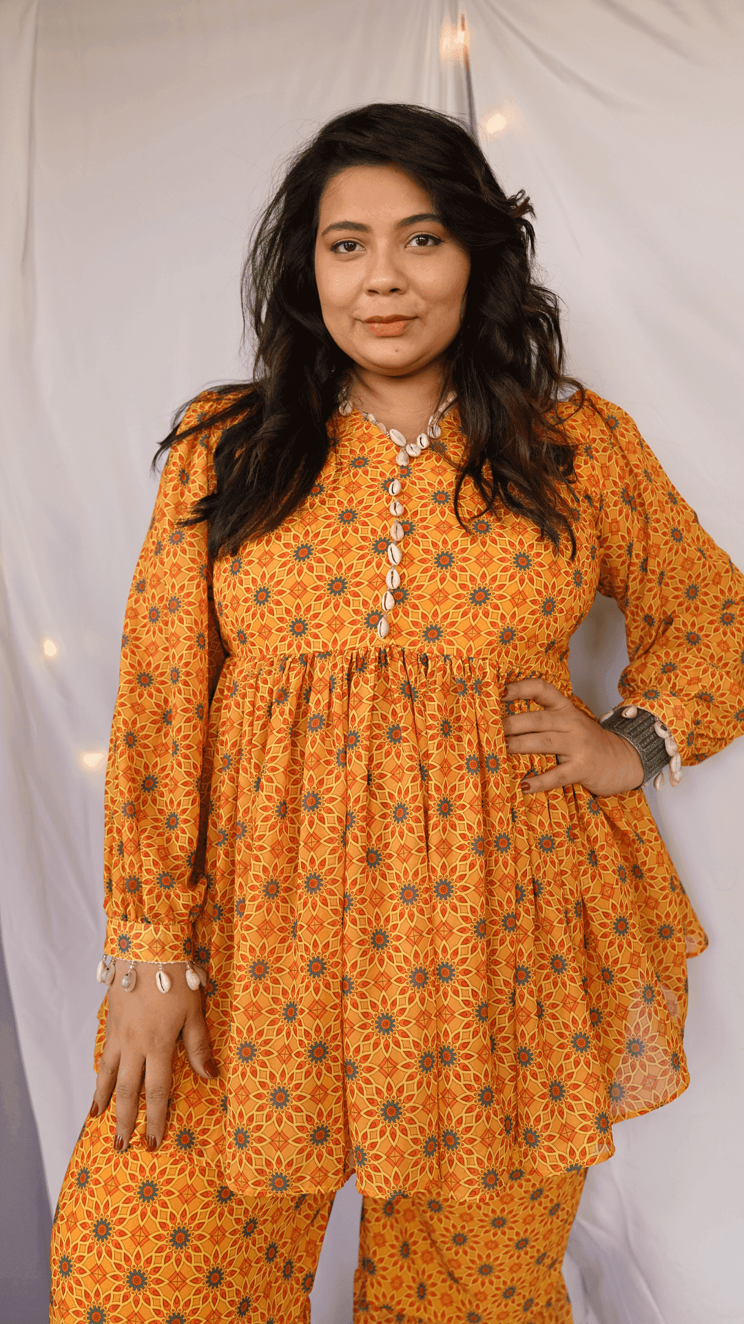Deewani Peplum Top & Sharara Set - Pale Yellow - Monk & Mei