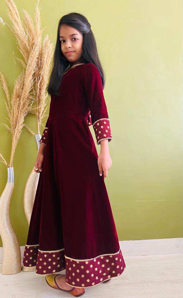 Zareen Maroon with Dupatta - Girls - Monk & Mei
