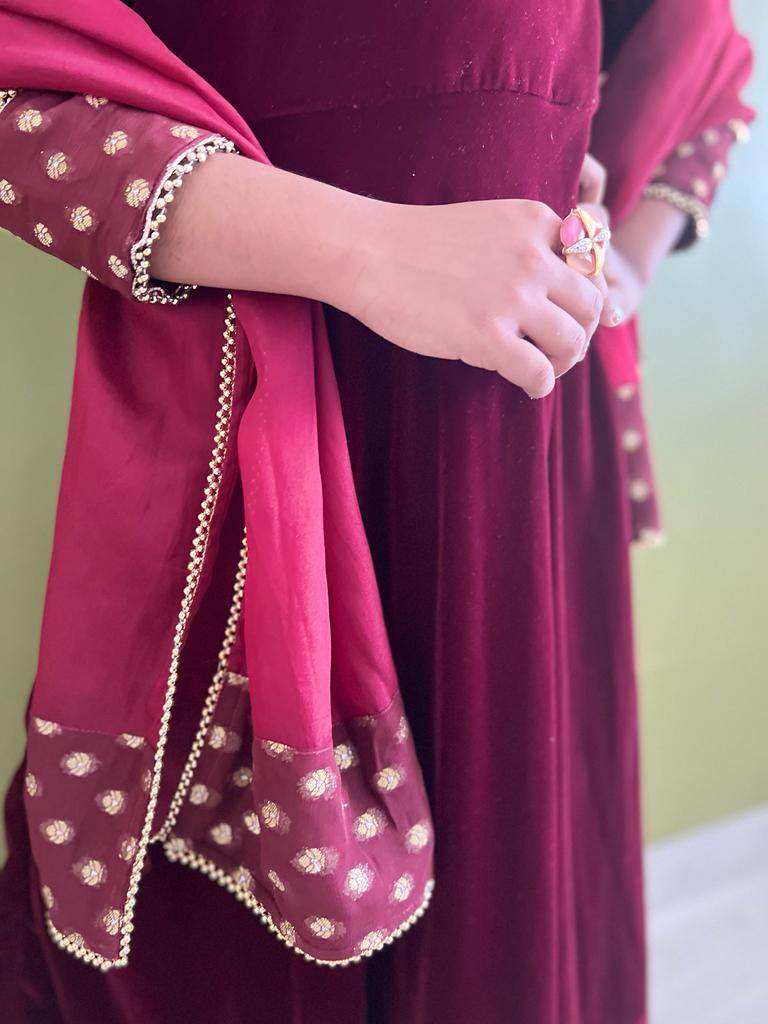 Zareen Maroon with Dupatta - Girls - Monk & Mei