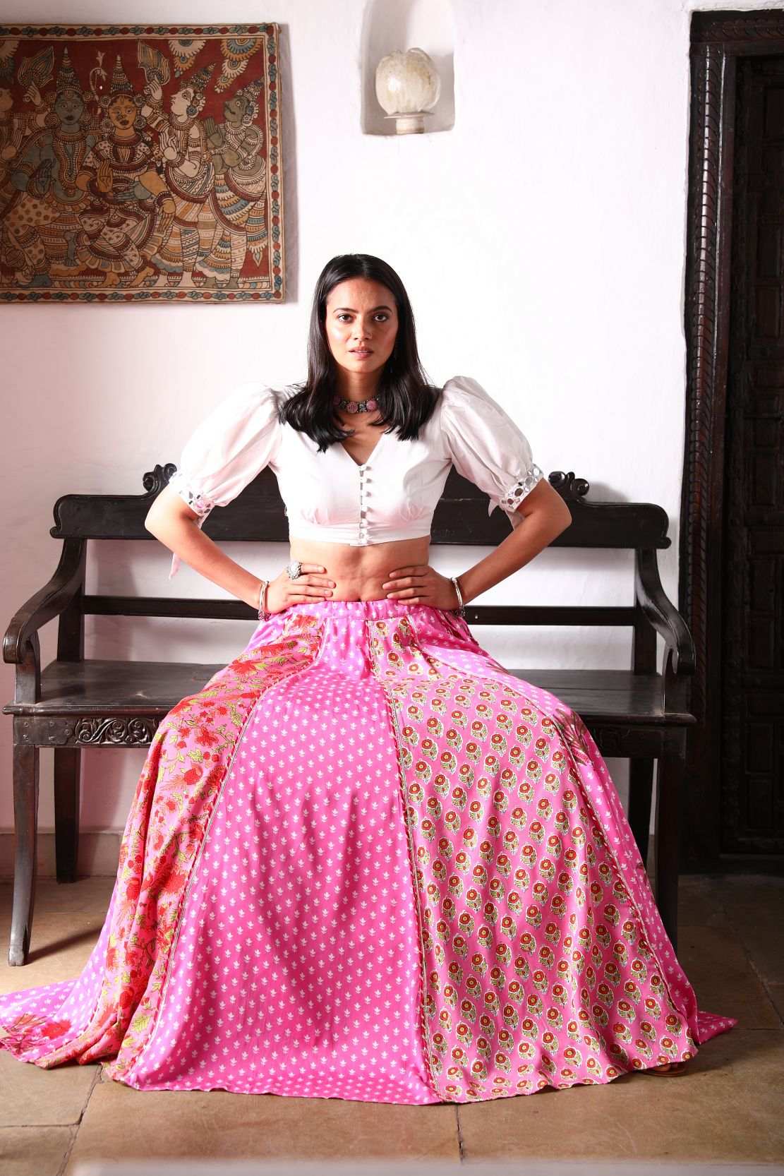 Mahi Lehenga Blouse - Pink - Monk & Mei
