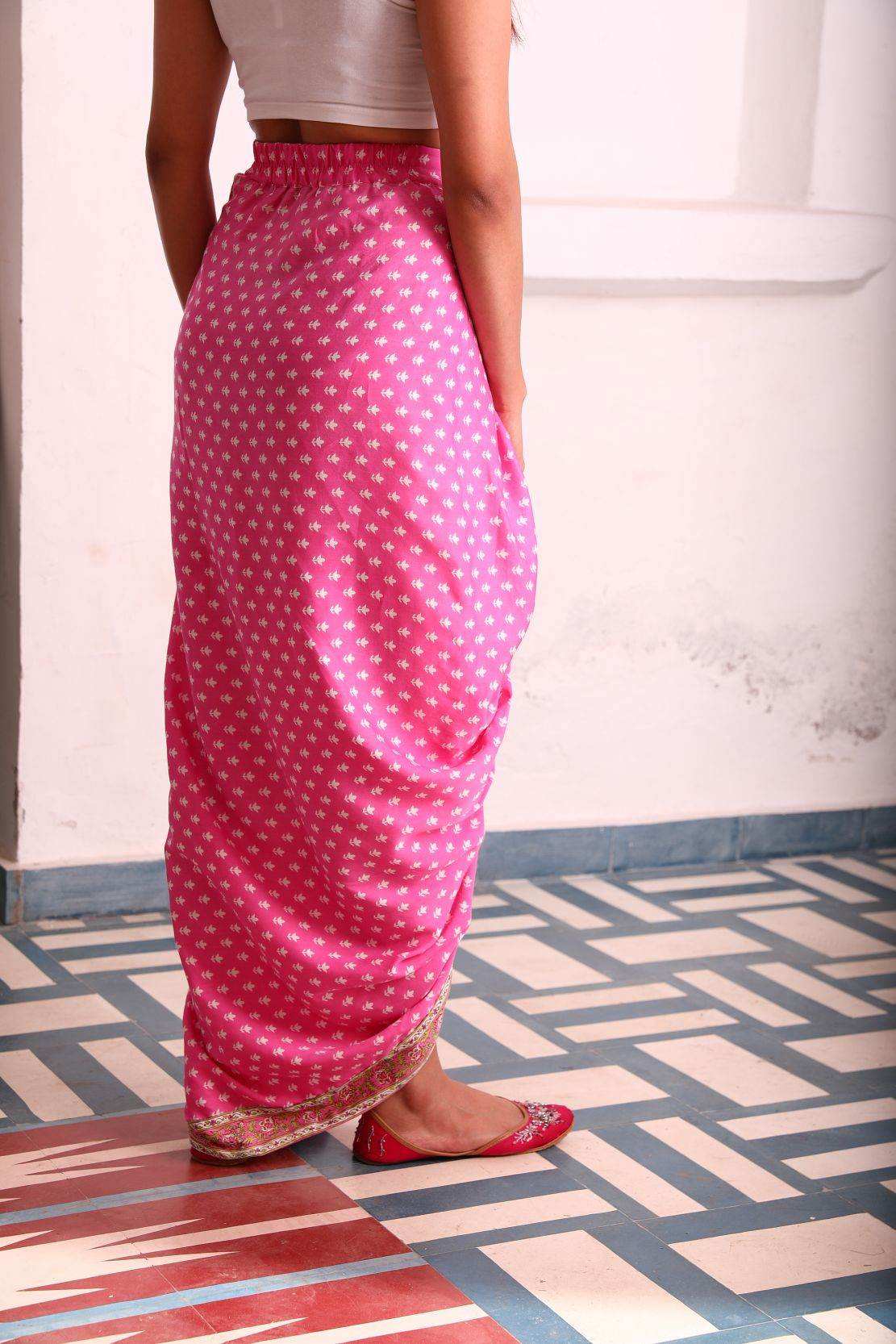 Mastani Designer Dhoti - Pink - Monk & Mei
