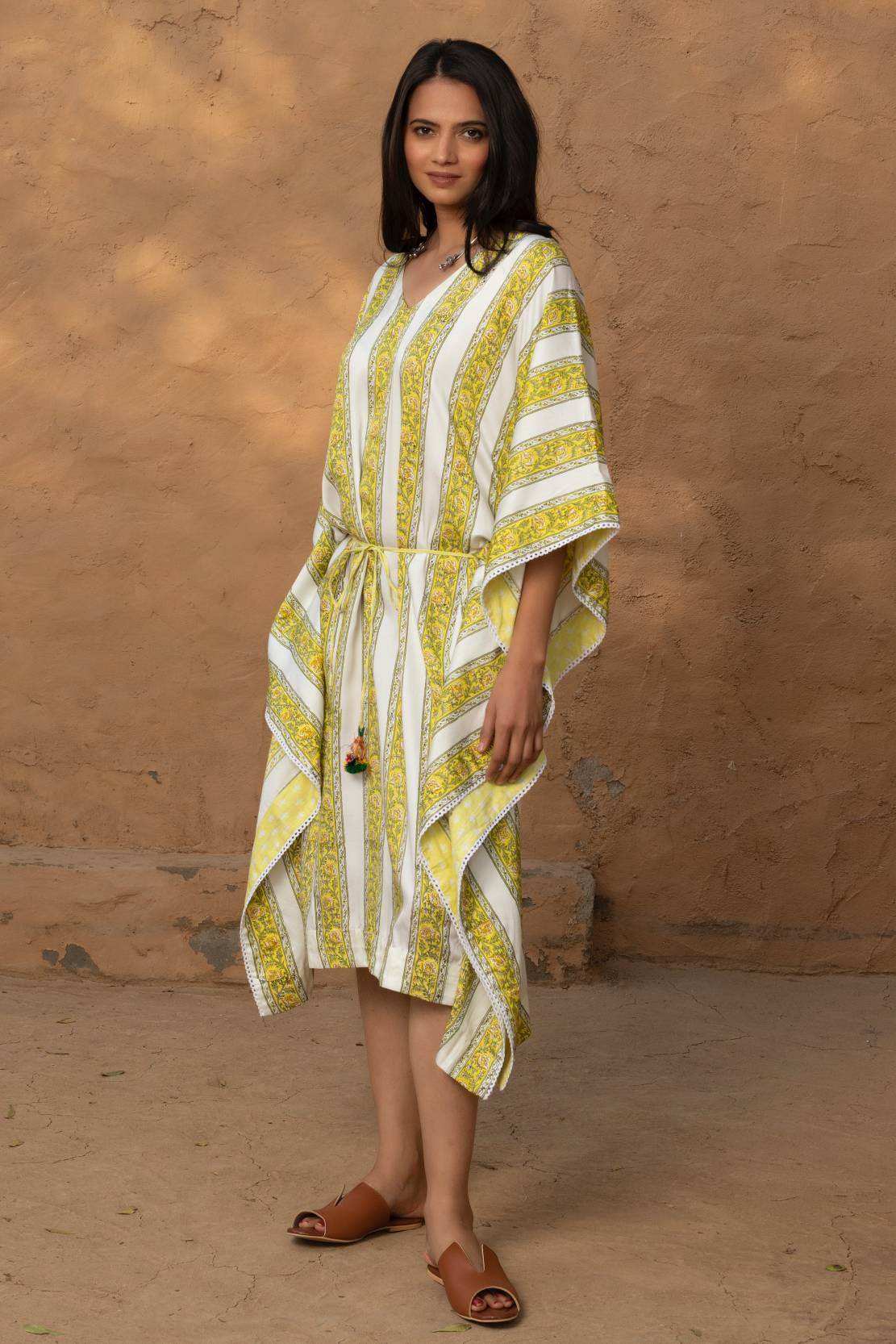 Ada Silk Kaftan - Yellow - Monk & Mei