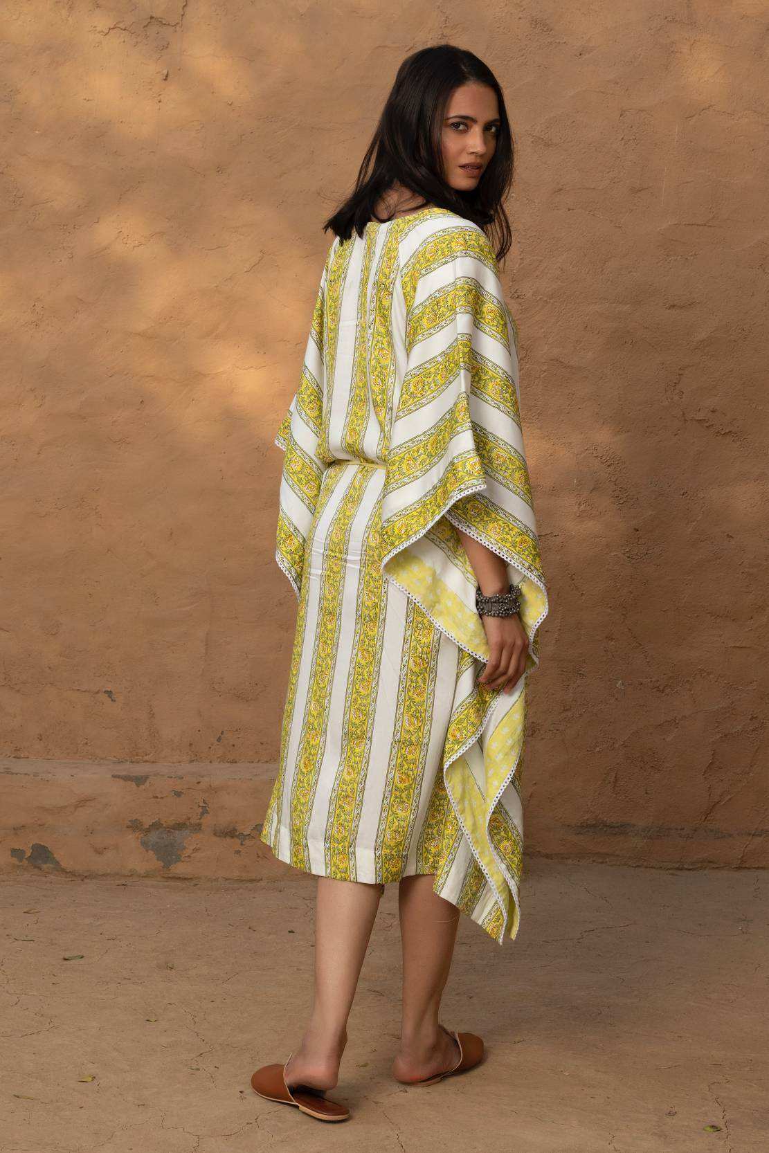 Ada Silk Kaftan - Yellow - Monk & Mei