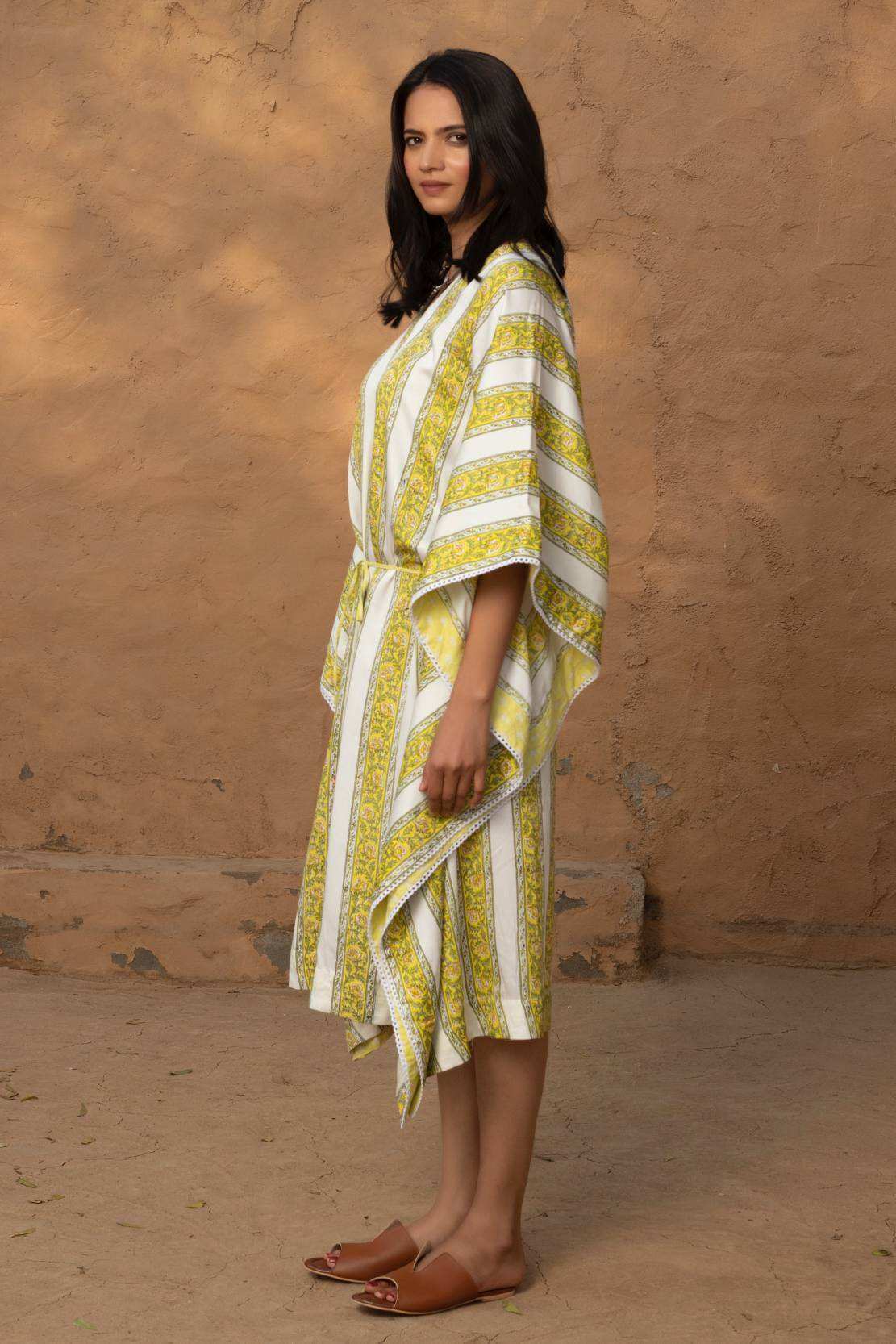 Ada Silk Kaftan - Yellow - Monk & Mei
