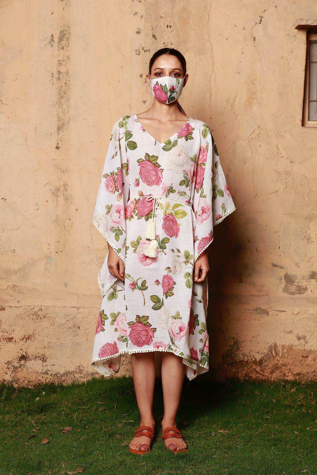 ADA-Rose White Kaftan - Monk & Mei