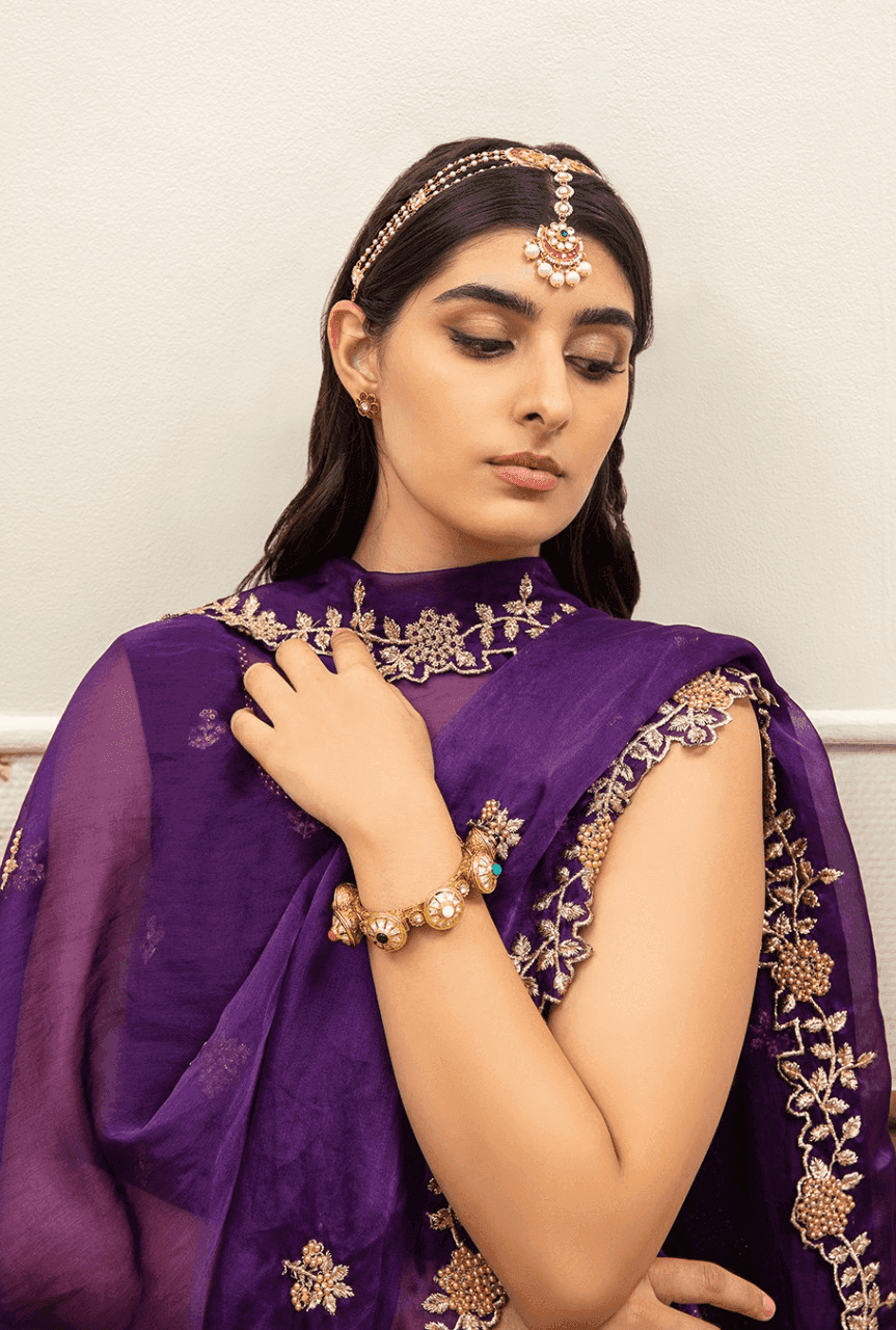 Cyra-Short kurta & sharara with dupatta - Purple - Monk & Mei