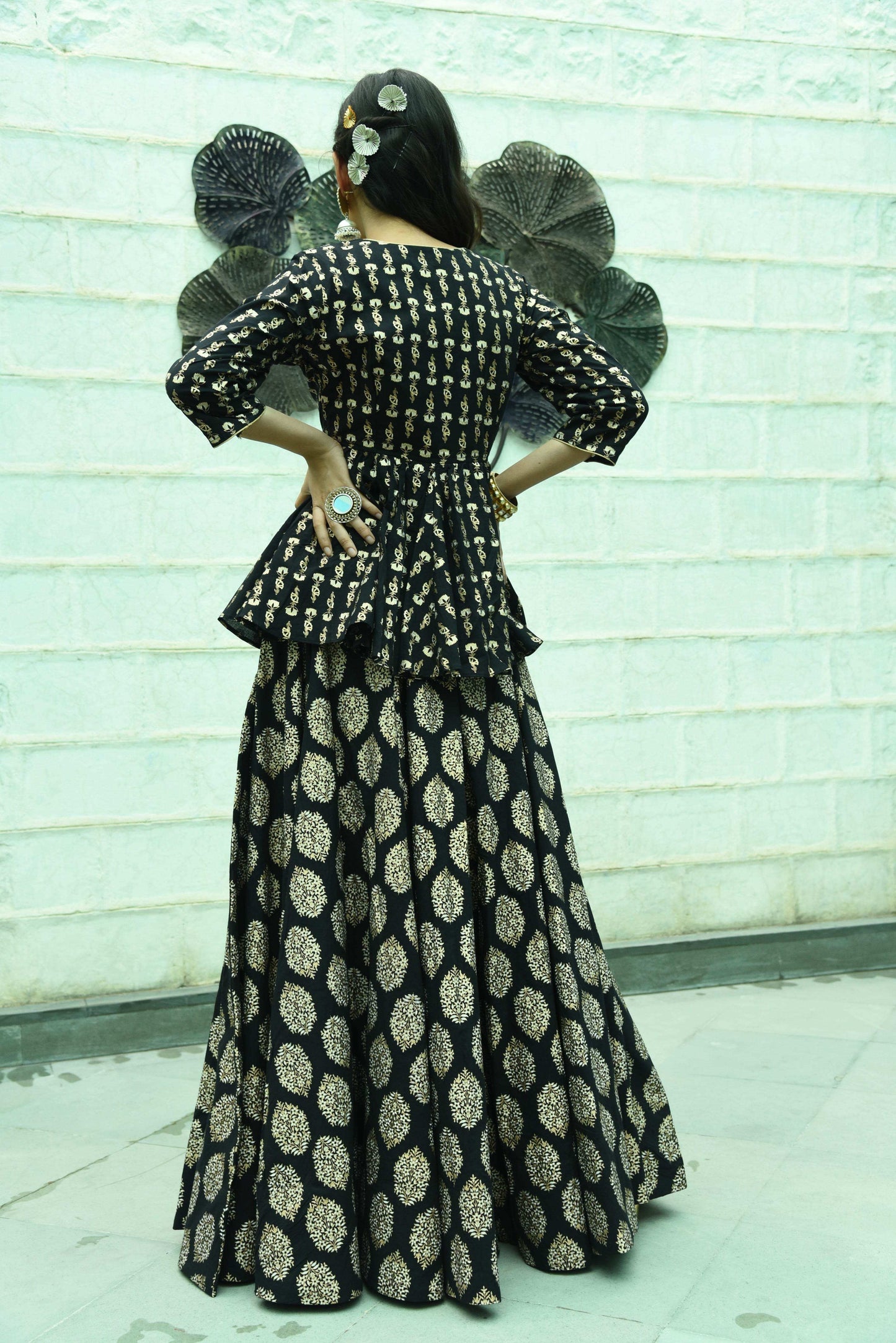 AMRITA LEHENGA & PEPLUM TOP - Monk & Mei