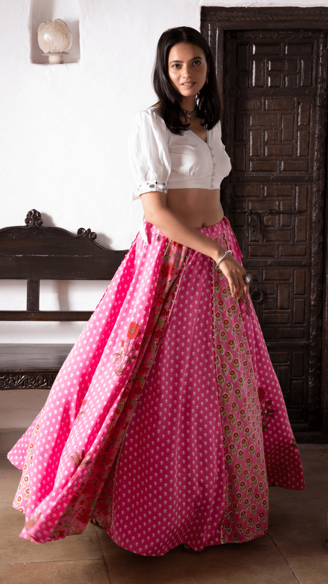 Mahi Lehenga Blouse - Pink - Monk & Mei