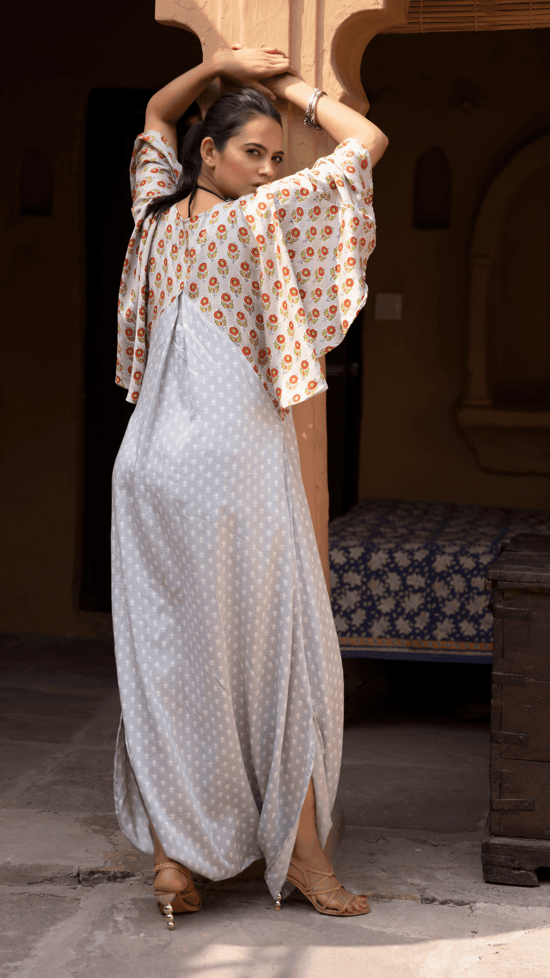 Fiza Dhoti Kaftan - Grey - Monk & Mei