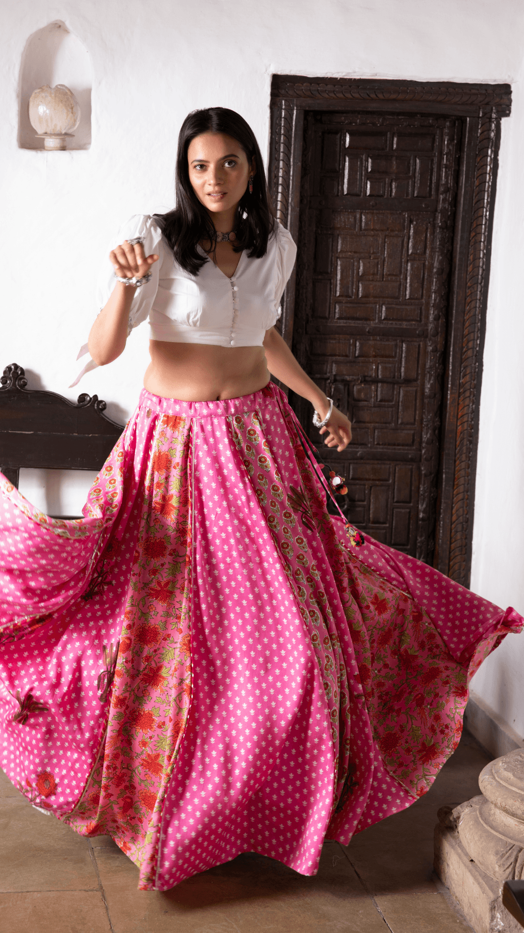 Mahi Lehenga Blouse - Pink - Monk & Mei