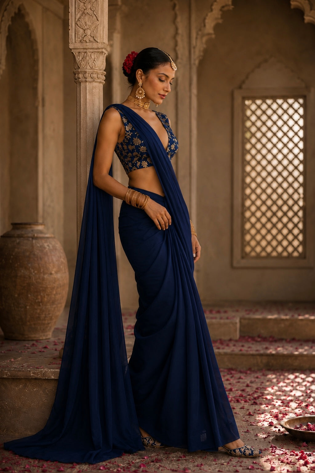 Ruhee pre draped saree set