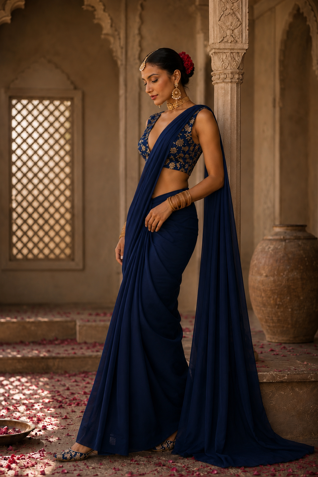 Ruhee pre draped saree set