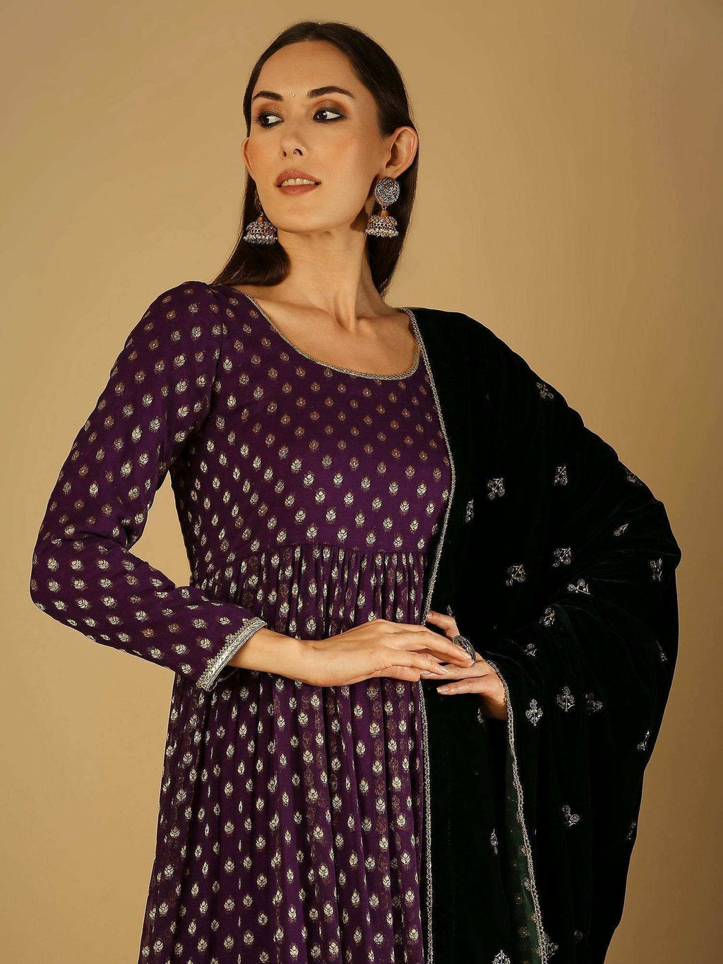 Reah-Anarkali Dress - Violet - Monk & Mei