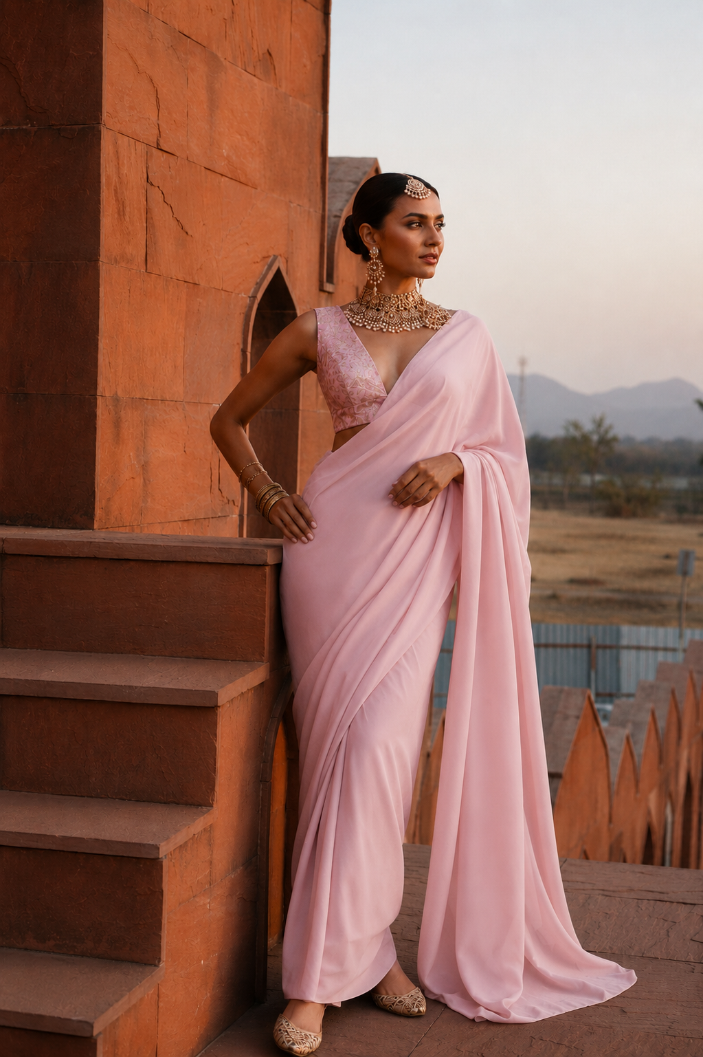 Ruhee pre draped saree set