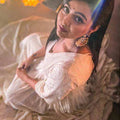 Cream Anarkali with Chiffon Dupatta