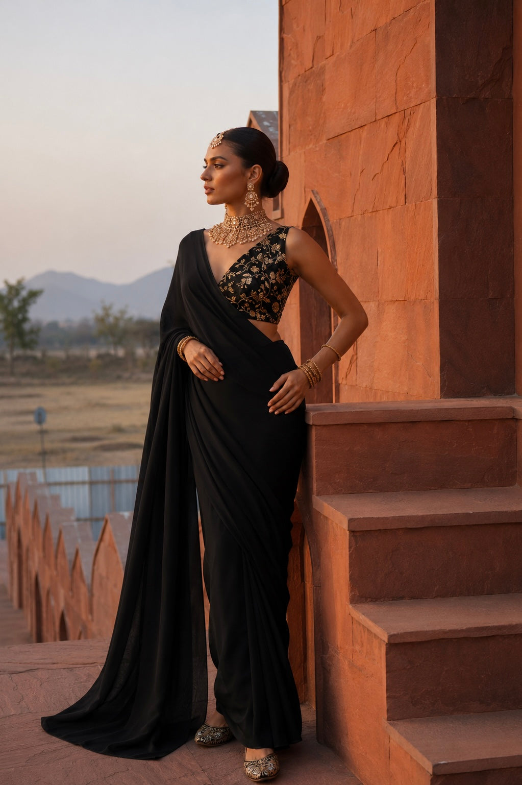Ruhee pre draped saree set