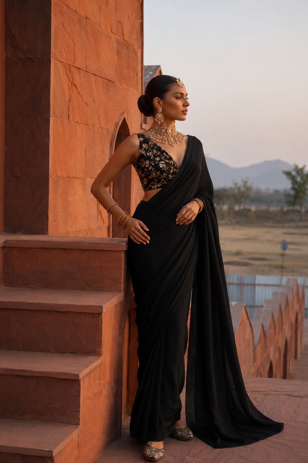 Ruhee pre draped saree set