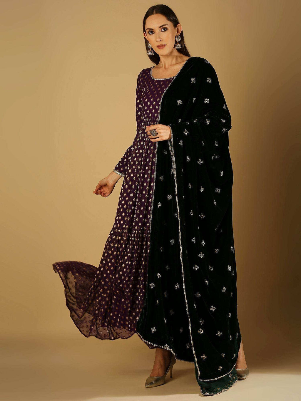 Reah-Anarkali Dress - Violet - Monk & Mei