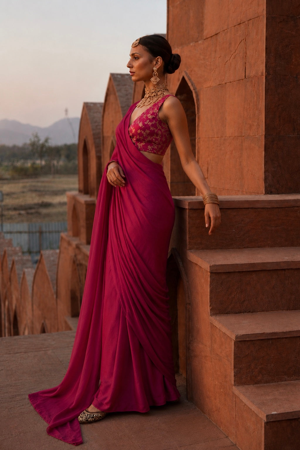 Ruhee pre draped saree set