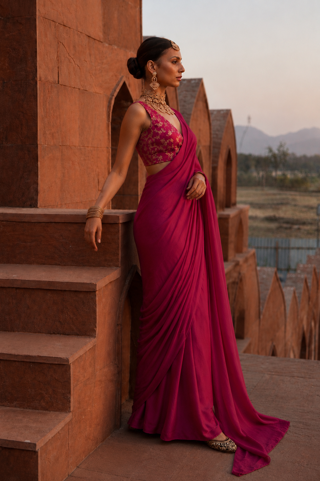 Ruhee pre draped saree set