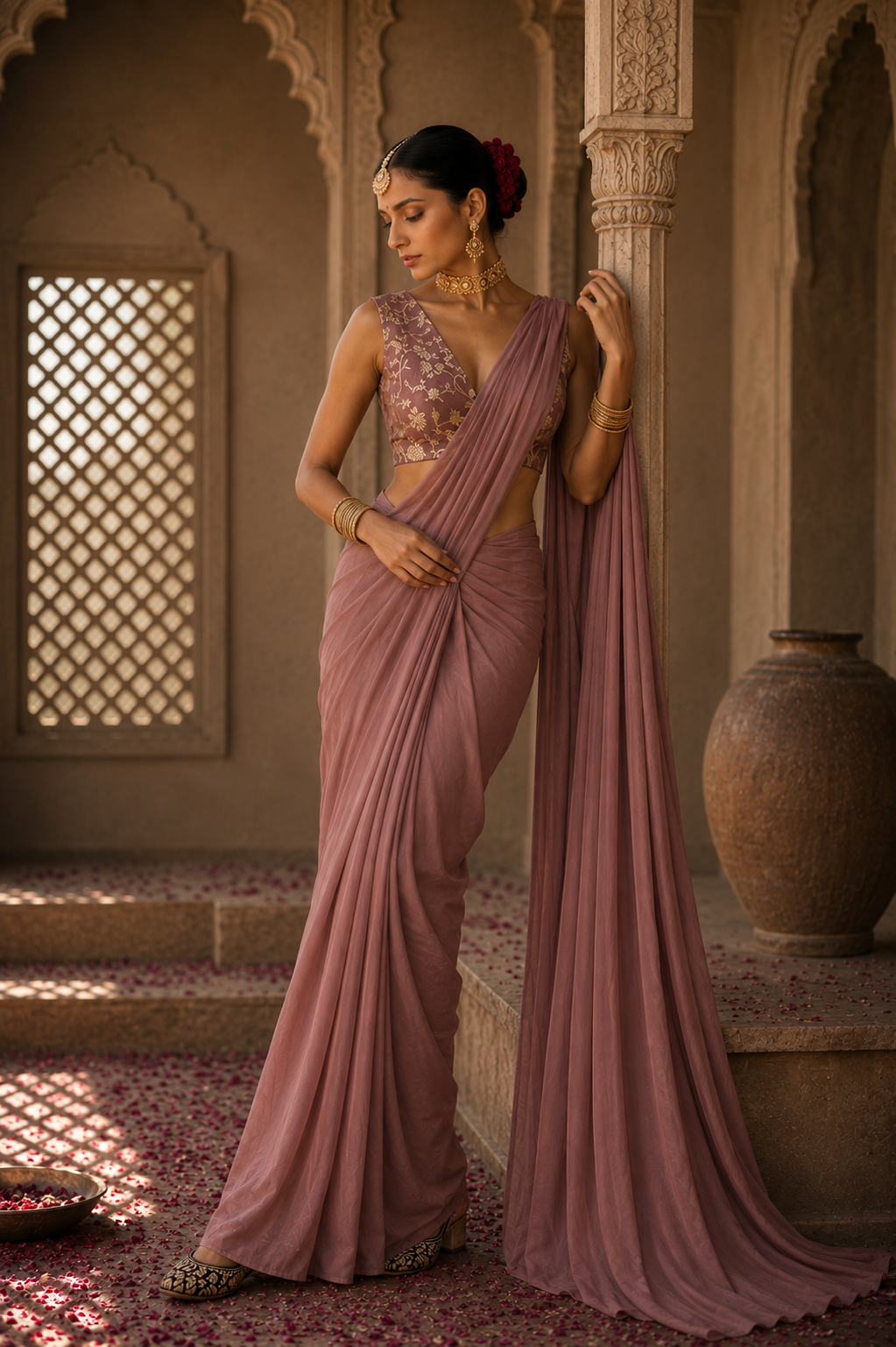 Ruhee pre draped saree set