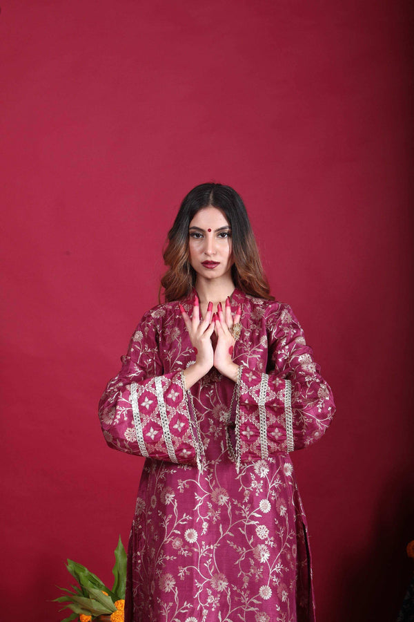Meena-Pakistani Kurta Set-Plum Purple