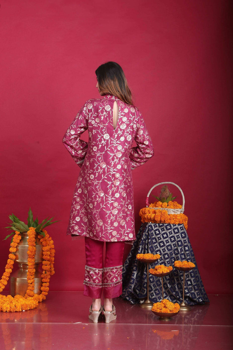 Meena-Pakistani Kurta Set-Plum Purple