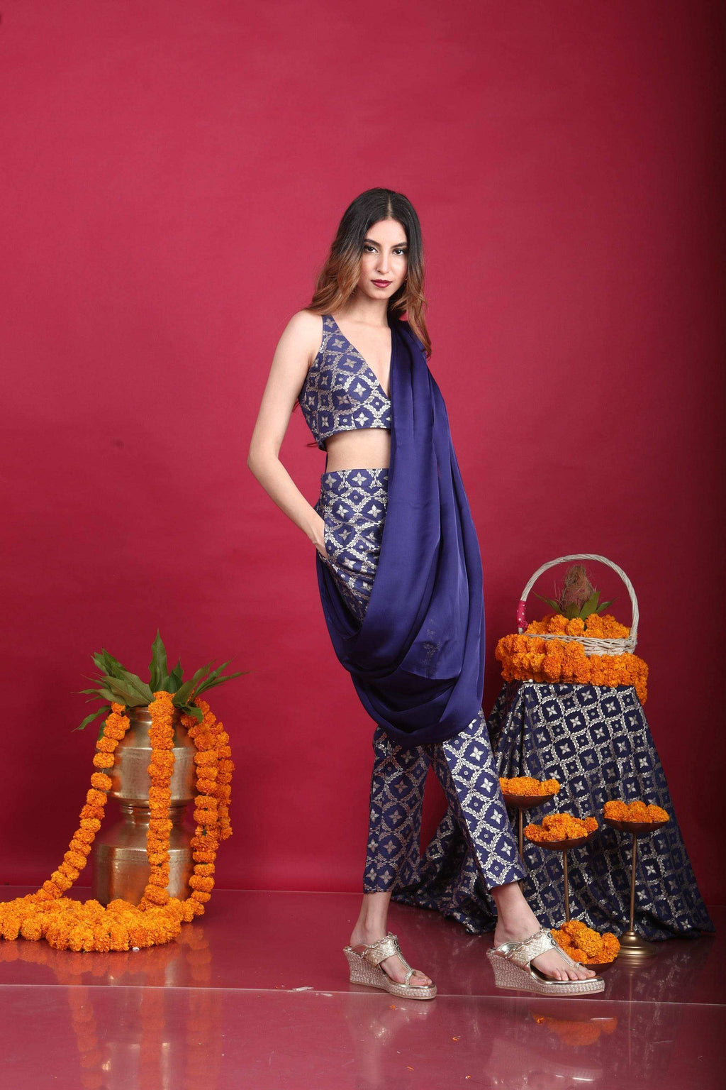 Naina- Blouse, pant and drape - Monk & Mei