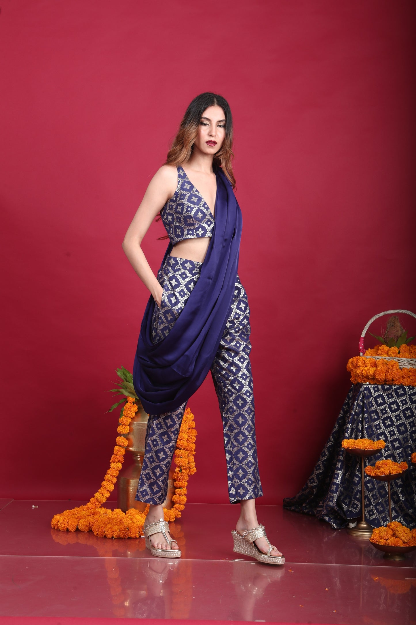 Naina- Blouse, pant and drape