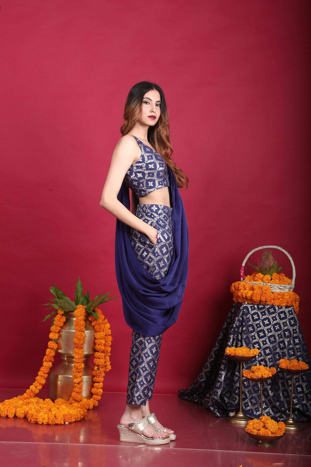 Naina- Blouse, pant and drape - Monk & Mei