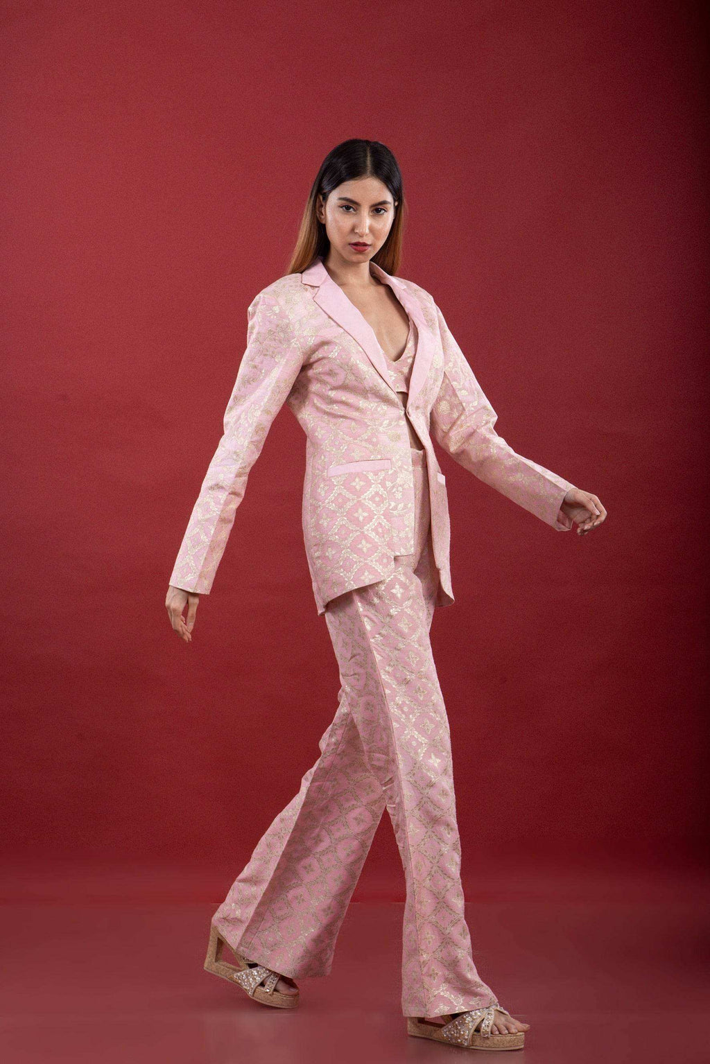 Bijli - Blazer Set - Blush Pink - Monk & Mei