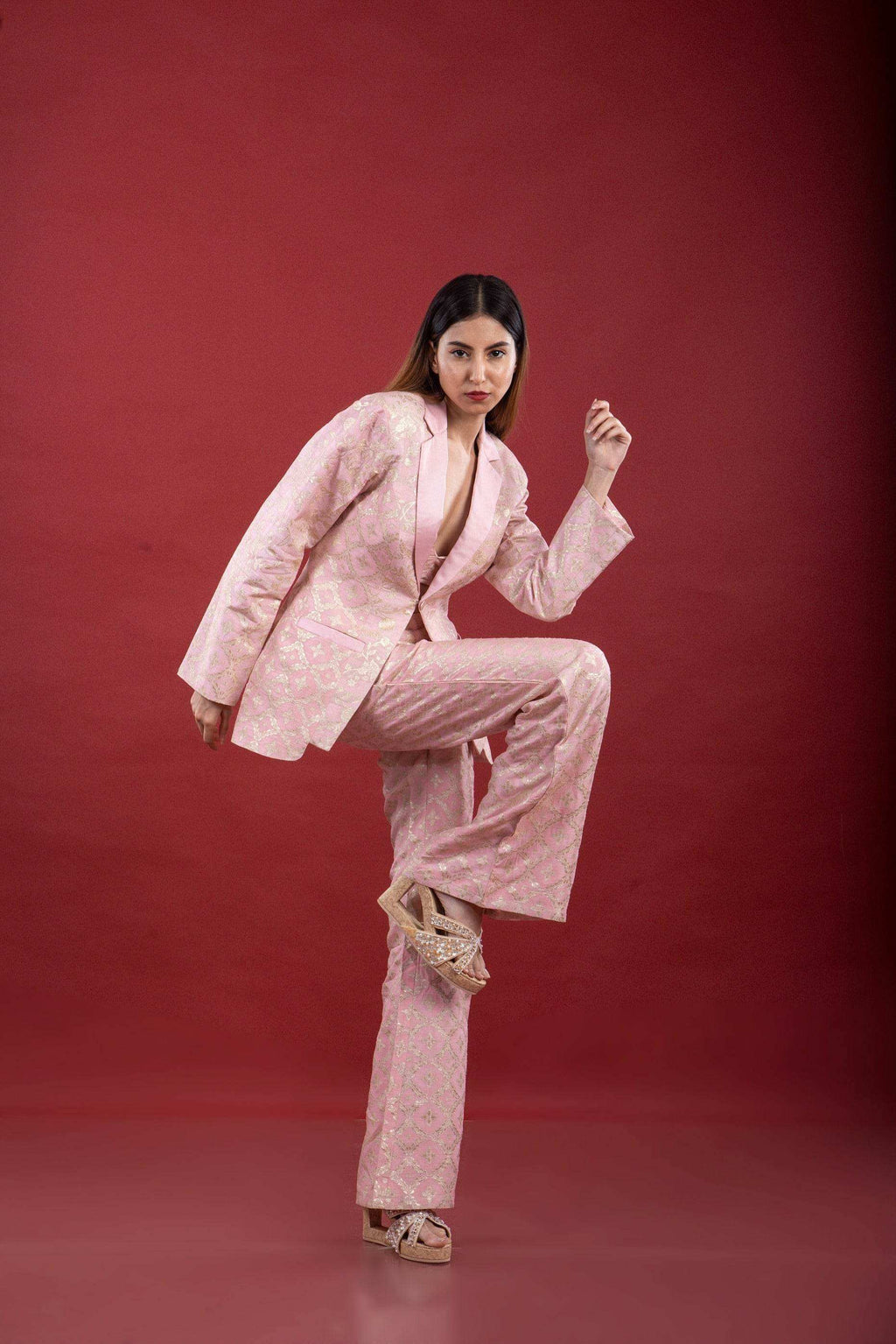 Bijli - Blazer Set - Blush Pink - Monk & Mei